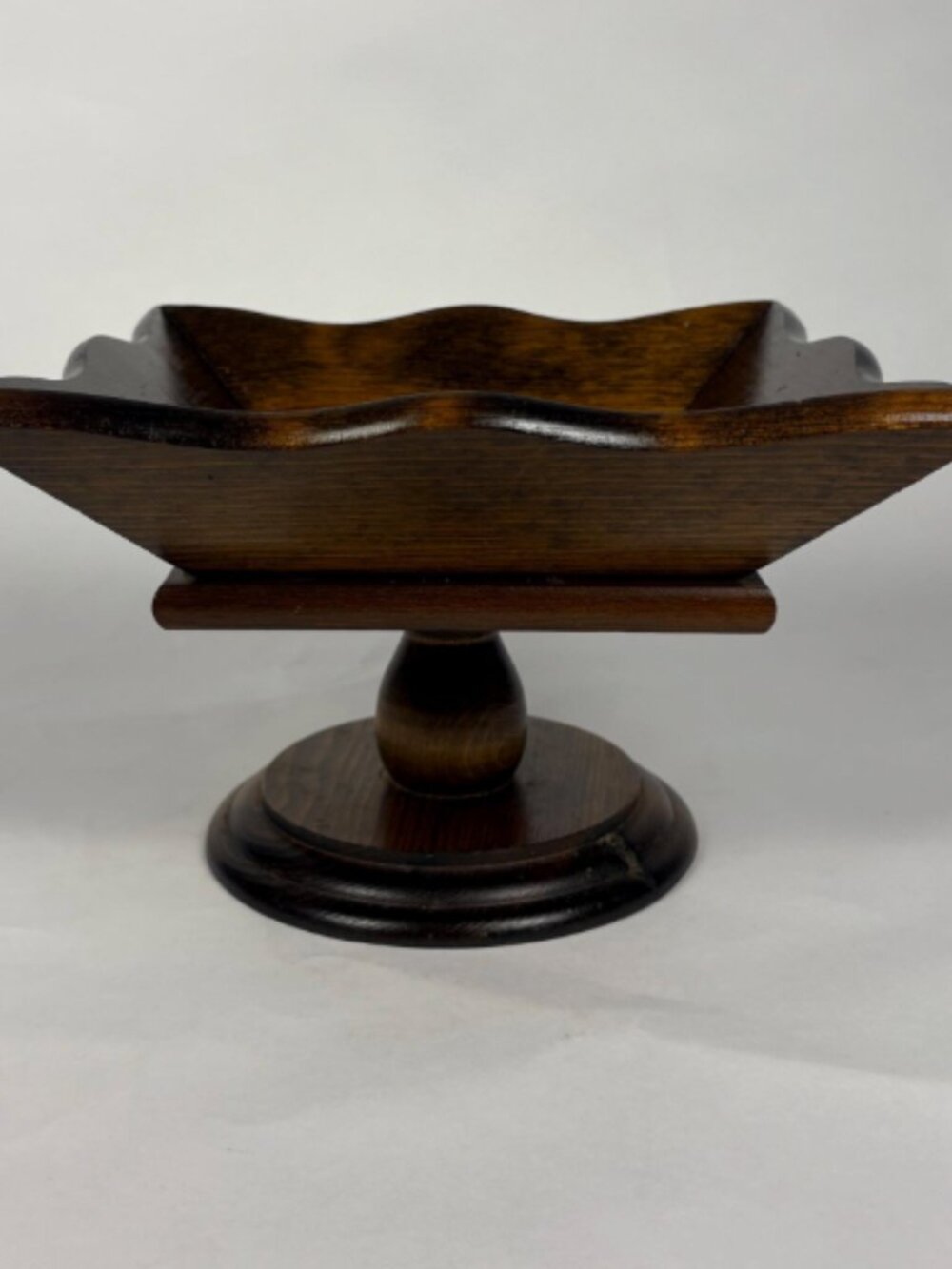 Vintage Wooden Pedestal Bowl | Mid Century Modern Wood Compote | Sculptural